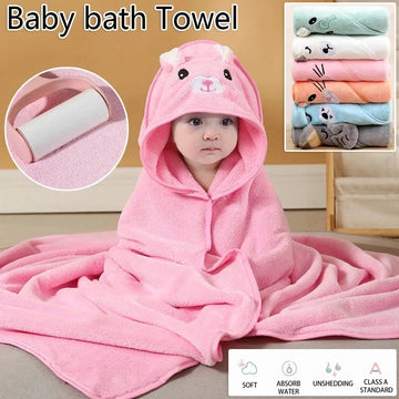 Toddler Baby Hooded Towels Super Soft Newborn Kids Bathrobe Warm Sleeping Swaddle Wrap for Boys Girls Coral Velvet Wrap Blanket