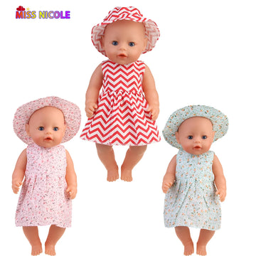 New 43 cm Born Baby Doll Clothes Hat Dress For 18 Inch 1/3 BJD Dolls White Sock Underwear For Girl
