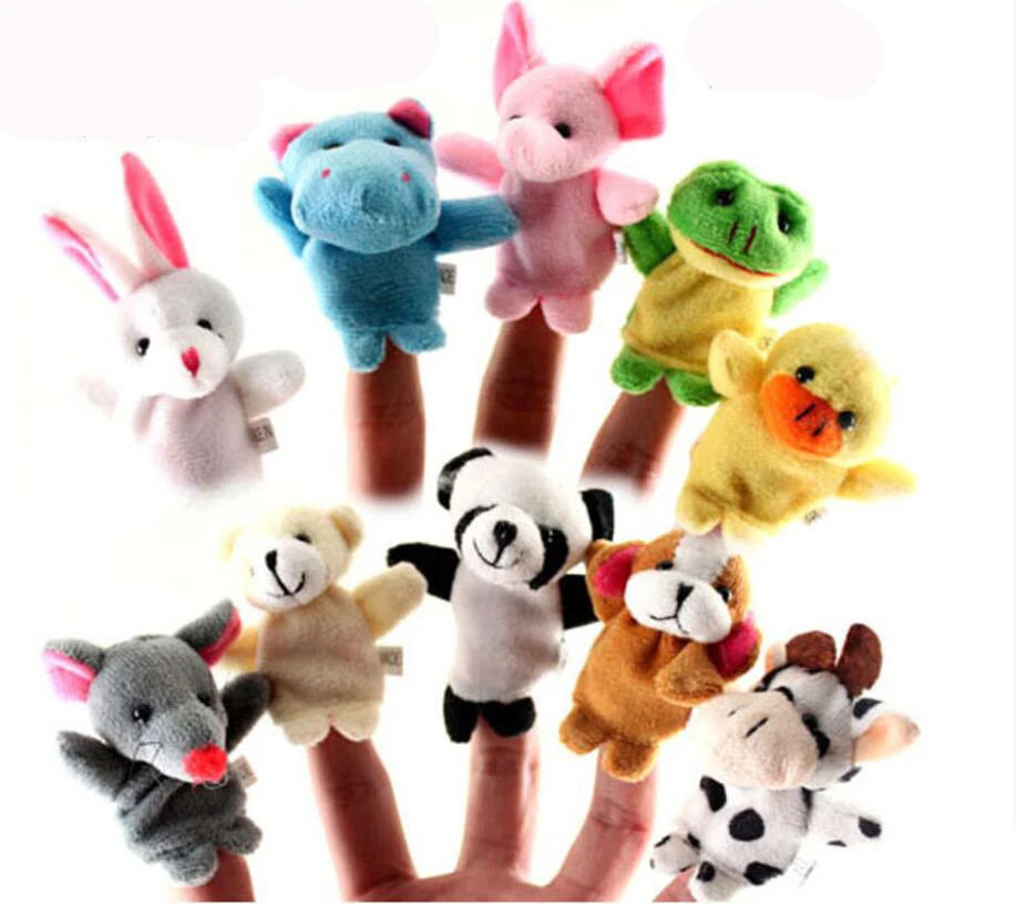 Hand Finger Puppets Plush Set Finger Toys Puppets Family Animal Dolls Cartoon Child Baby Talking Story Finger Puppet Toy