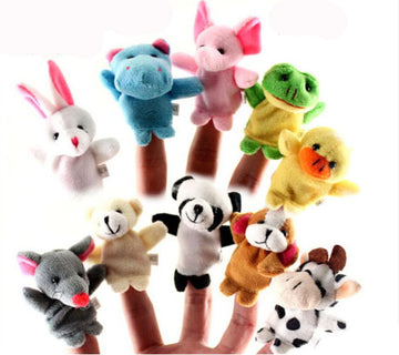 Hand Finger Puppets Plush Set Finger Toys Puppets Family Animal Dolls Cartoon Child Baby Talking Story Finger Puppet Toy