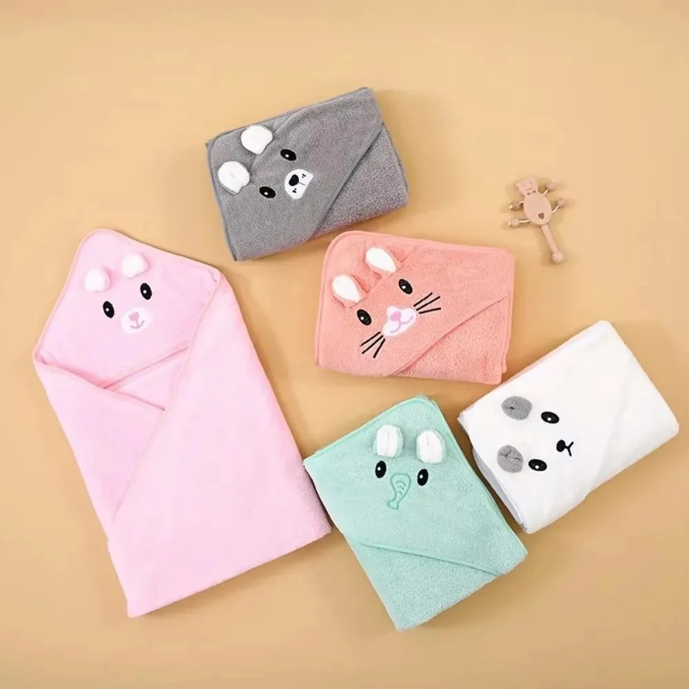 Toddler Baby Hooded Towels Super Soft Newborn Kids Bathrobe Warm Sleeping Swaddle Wrap for Boys Girls Coral Velvet Wrap Blanket