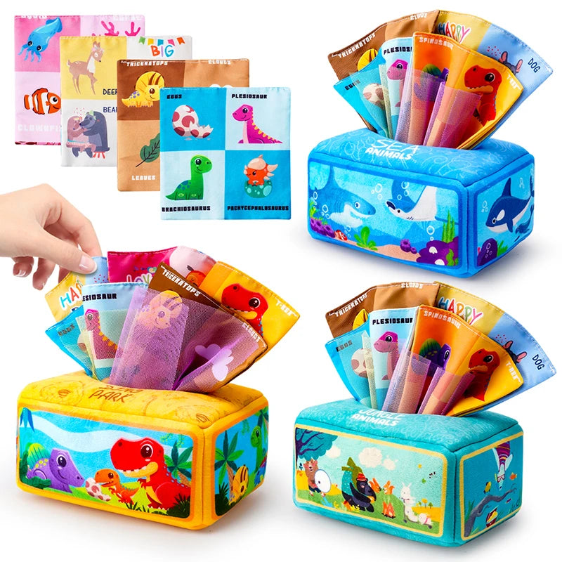 Baby Draw Paper Towel Tearing Tissue Box Baby Puzzle Early Education Montessori Children Cloth Toys