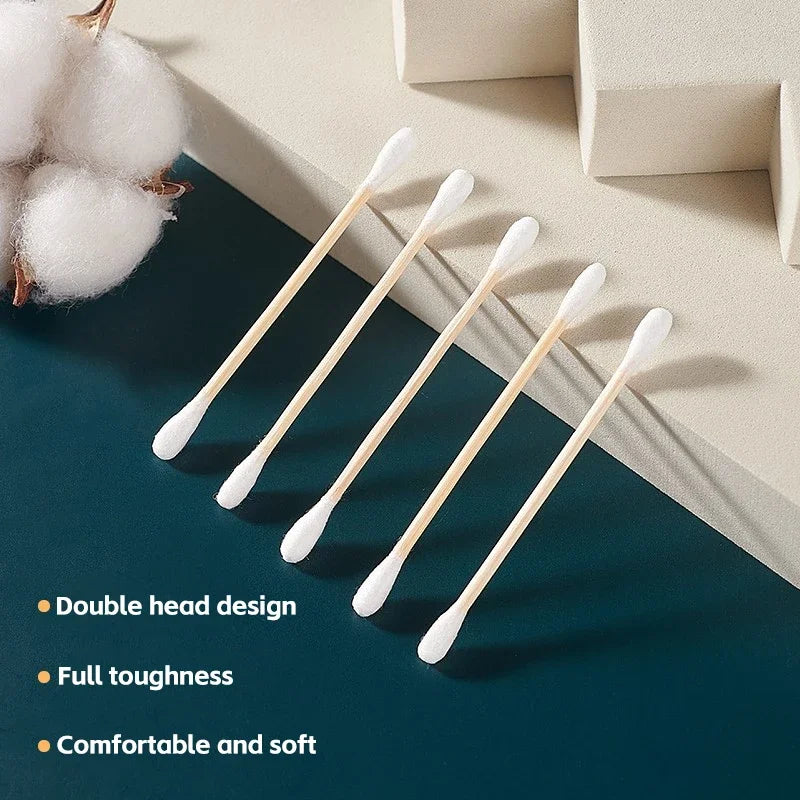 100pcs Per Pack, 5 Packs, Double-ended Cotton Swabs, Baby Cotton Swabs, Ear Cleaning Sticks, Healthy Cleaning Tools