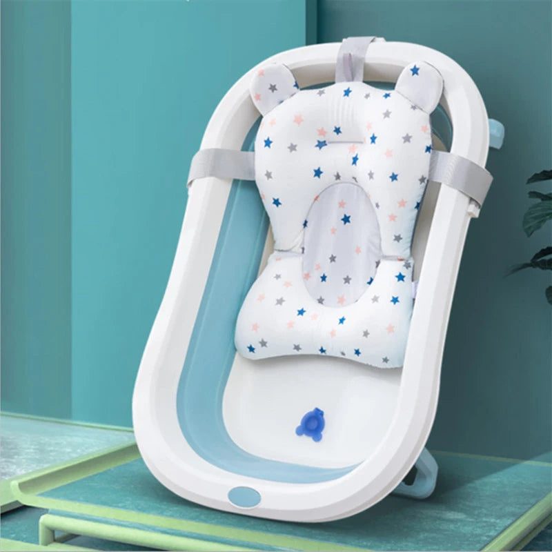 Baby bathtub support seat cushion, foldable baby bath cushion, floating safety water cushion, adjustable bathtub cushion