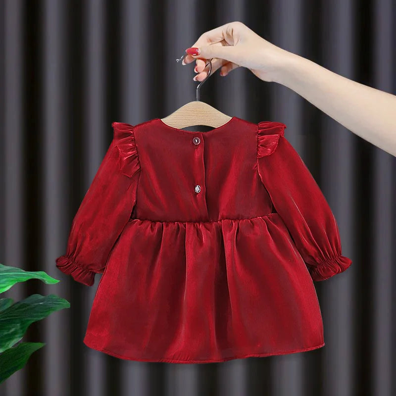 Spring fall toddler Girls' Baby Clothes Bow Dress for newborn Girls' Baby Clothing 1st Birthday Princess Tutu Dresses Dress