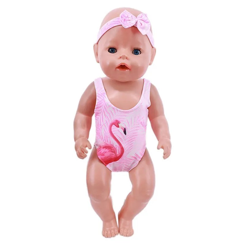 Doll Clothes Flamingo for 43Cm Born Baby Dress Shoes Accessories Fit 18 Inch American&43Cm Baby New Born Doll Reborn Girl`s Toy